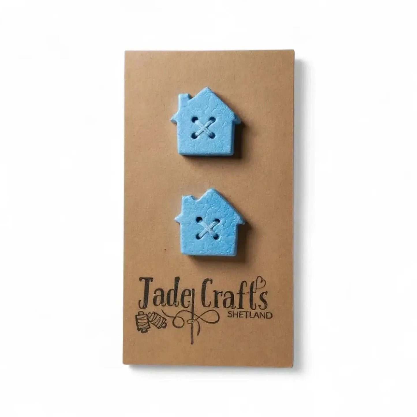 Blue Lace Effect Handmade Croft House Buttons – Set of 2