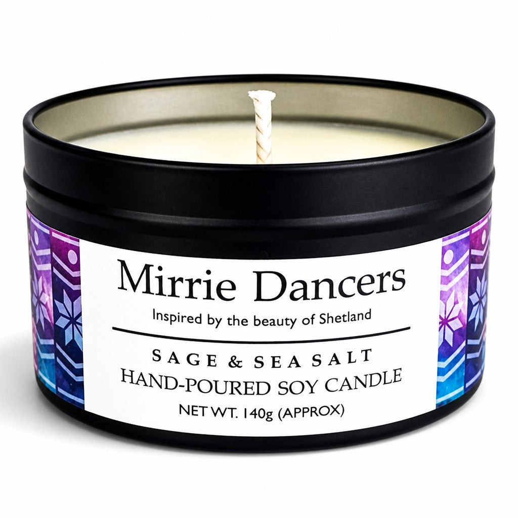 Mirrie Dancers Sage & Sea Salt Hand-Poured Soy Wax Candle Tin