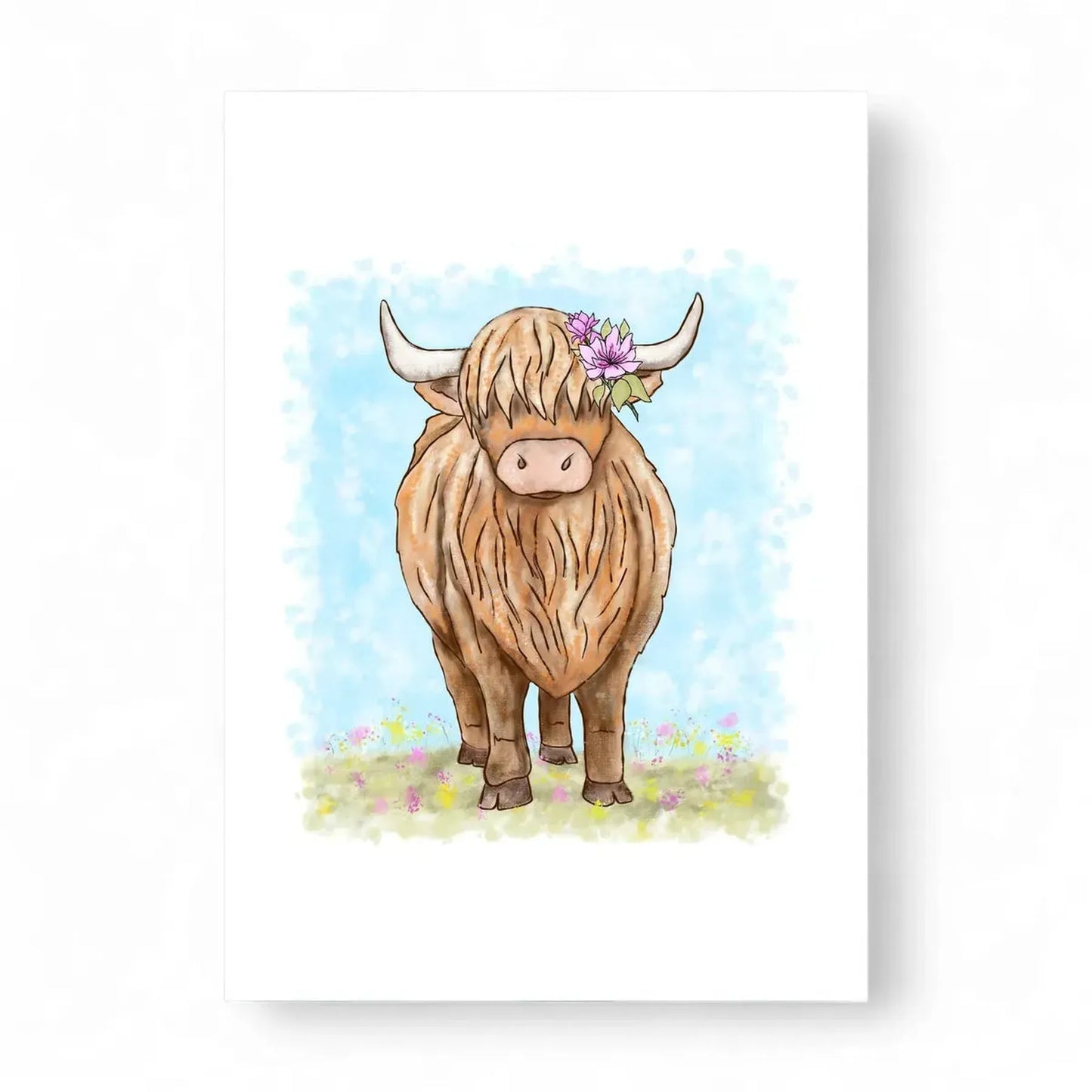 Printed Highland Coo Card – Scottish Design