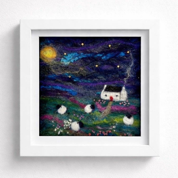 Croft Under the Northern Sky – Shetland Wet Felted Landscape Art