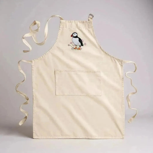 Embroidered Applique Cotton Puffin Apron – Shetland Inspired