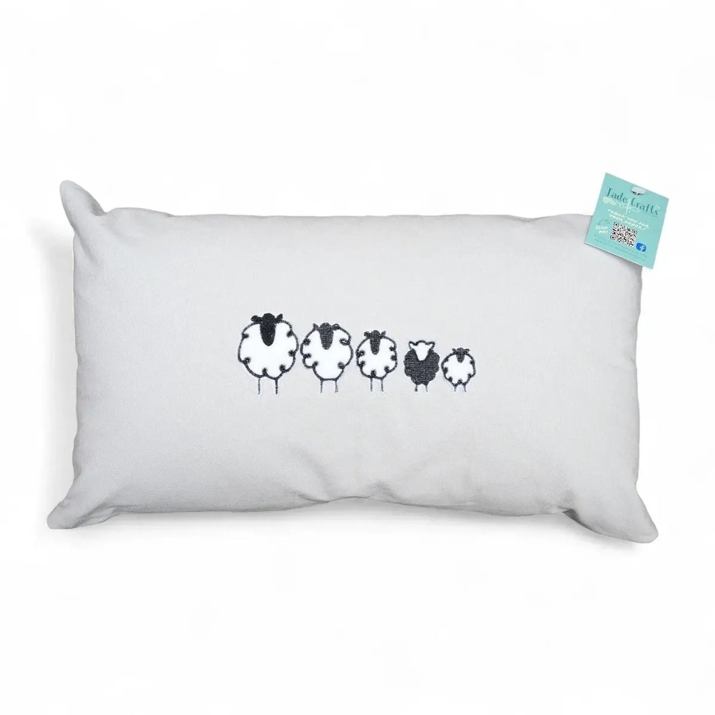 Embroidered Shetland Sheep Cushion – Grey Fair Trade Cotton