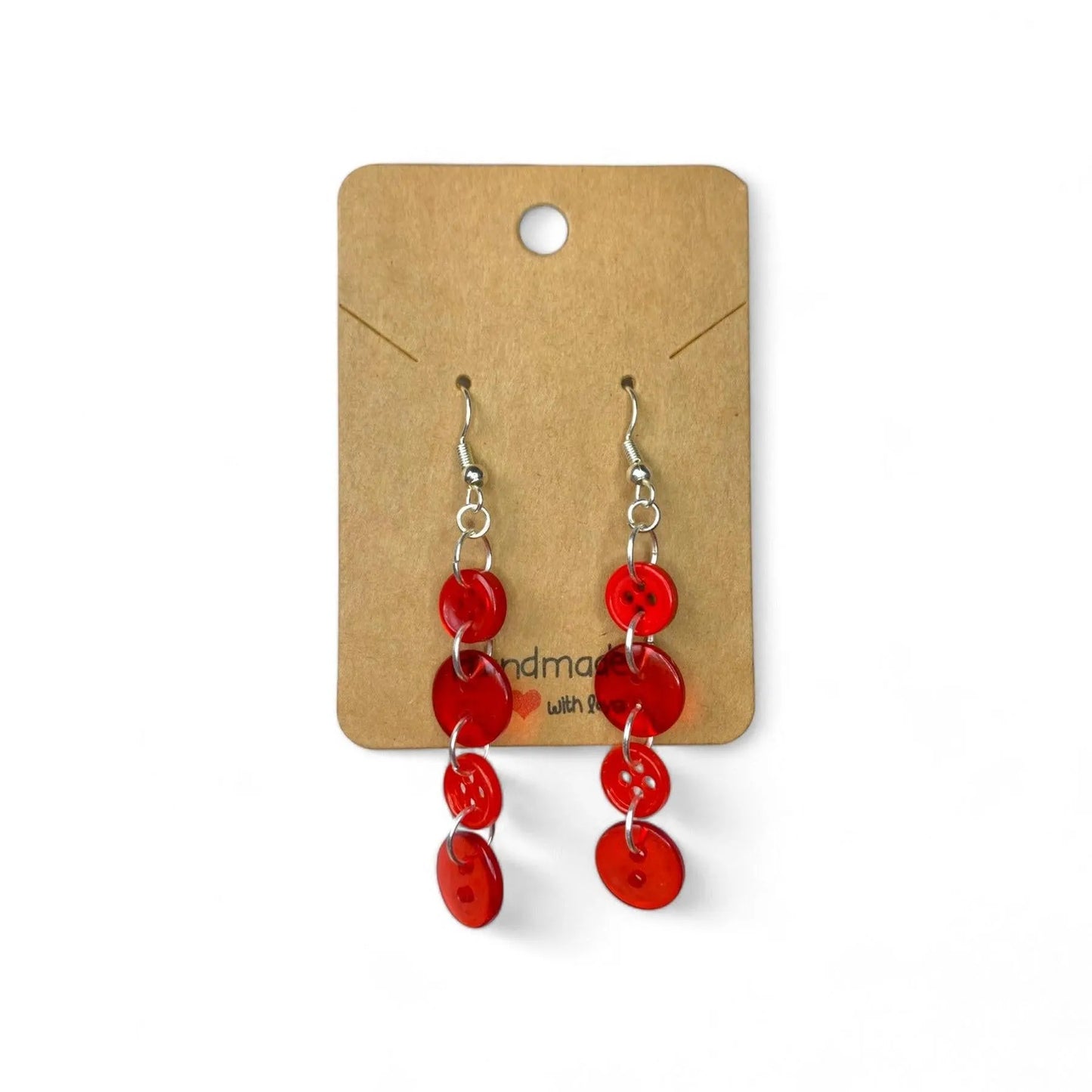 Handmade Button Earrings - Siver Plated, Nickle Free Jewellery