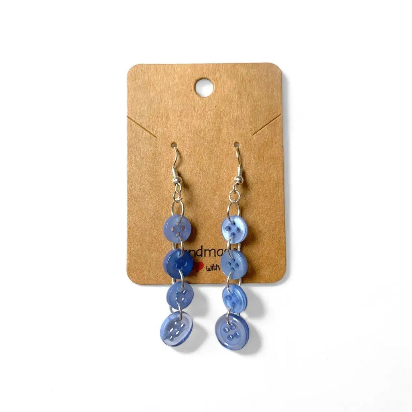 Handmade Button Earrings - Siver Plated, Nickle Free Jewellery