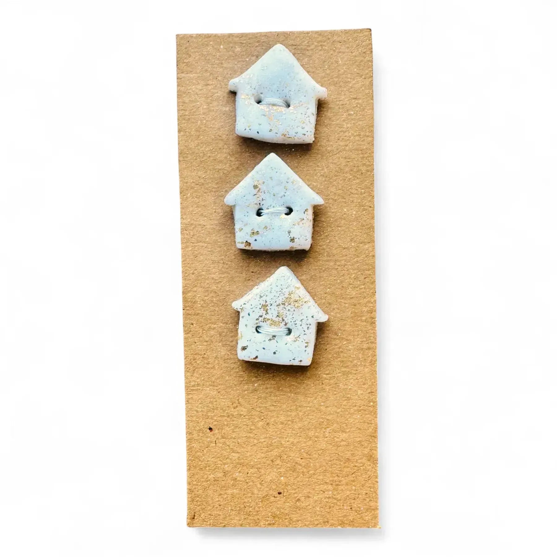 Handmade Clay Croft House Buttons – Set of 3