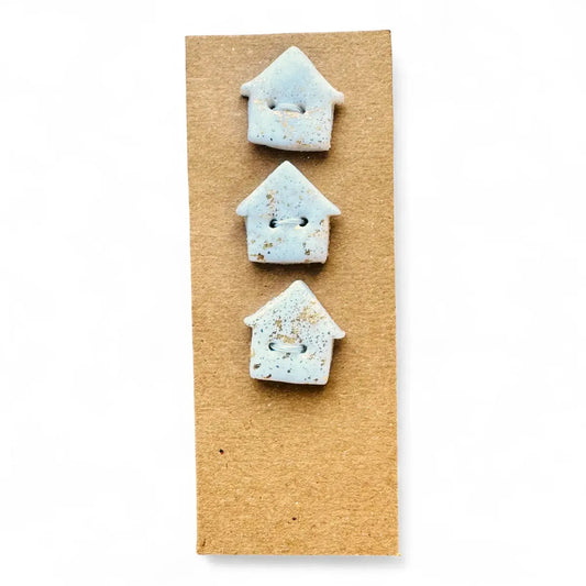 Handmade Clay Croft House Buttons – Set of 3