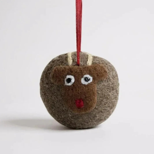 Rudolph Felted Bauble – Handmade British Wool Christmas Decoration