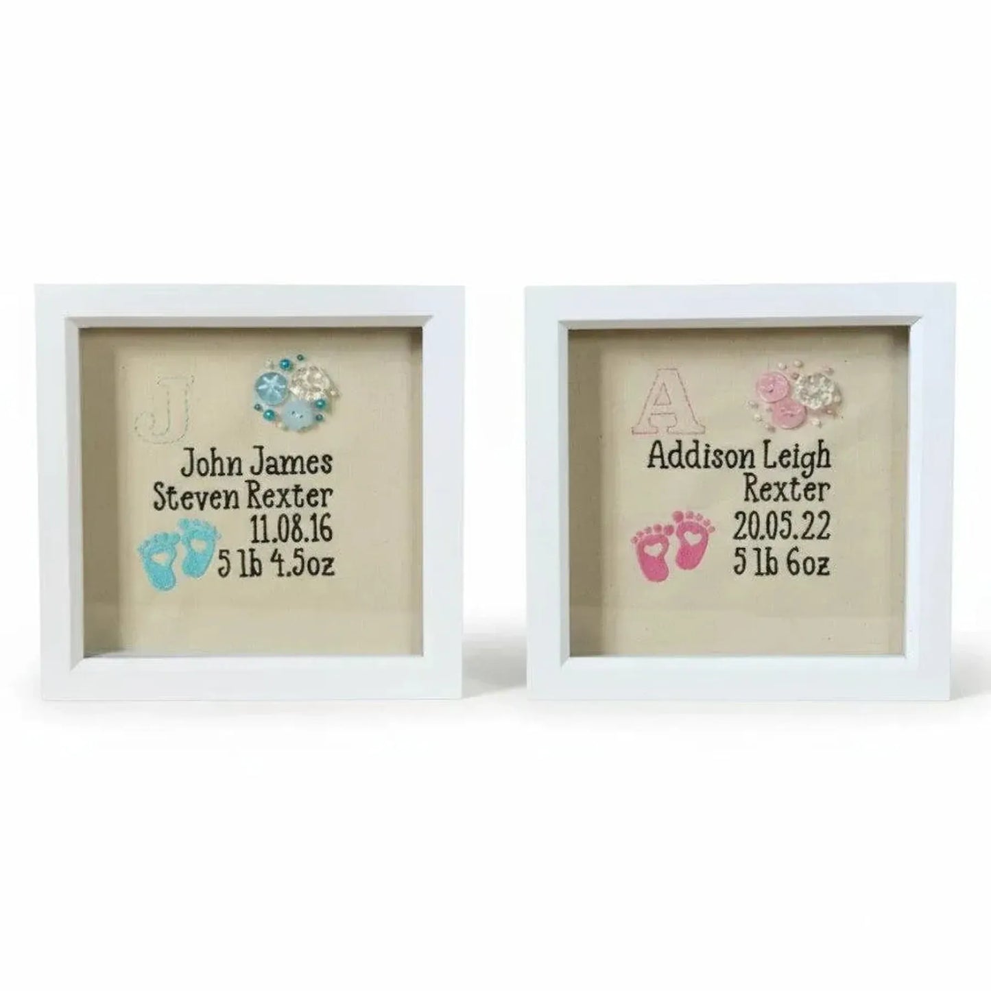 Shetland Baby Birth Embroidery Frame - Handmade Keepsake