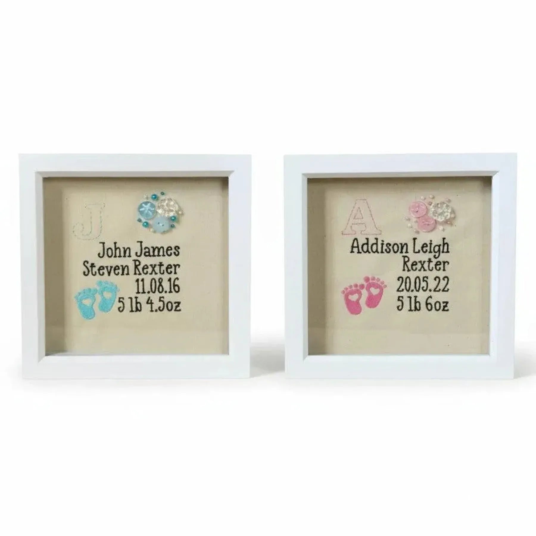 Shetland Baby Birth Embroidery Frame - Handmade Keepsake